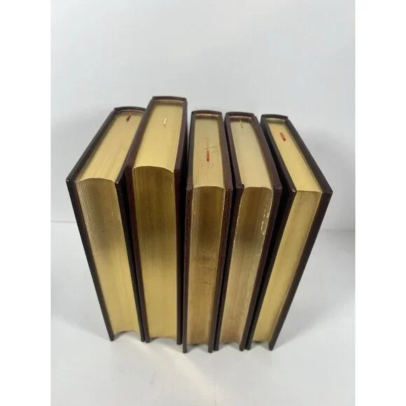Lot Of 5 Franklin Library Full Leather Books Vintage Decor Collectible Hardcover - Picture 3 of 5